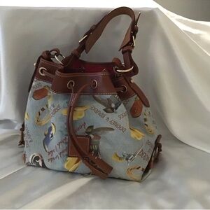 Brown and Blue Women's Bucket Bag